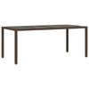 vidaXL barna polyrattan üveglapos kerti asztal 190 x 90 x 75 cm