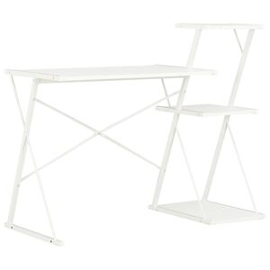 vidaXL feh&eacute;r &iacute;r&oacute;asztal polccal 116 x 50 x 93 cm
