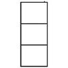 vidaXL fekete ESG &uuml;veg &eacute;s alum&iacute;nium zuhanyfal polccal 80 x 195 cm