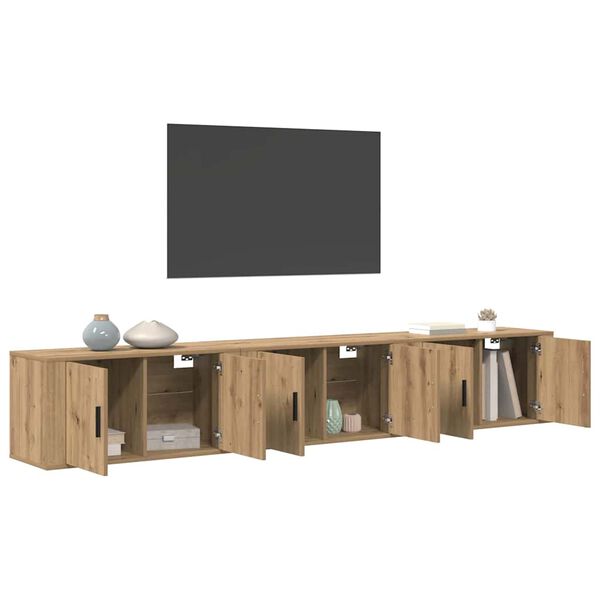 vidaXL Fali TV szekr&eacute;ny szett 3 pcs Artisan t&ouml;lgy 80 x 34,5 x 40 cm