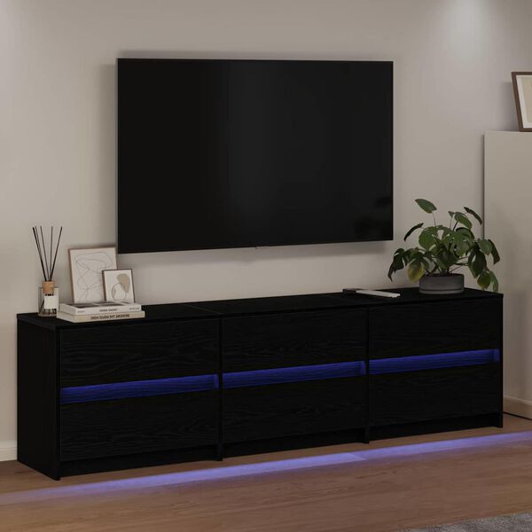 vidaXL TV egys&eacute;gek 2 pcs Fekete t&ouml;lgy 180 x 34 x 50 cm Faanyag