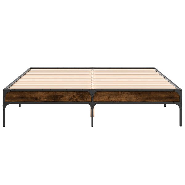 vidaXL füstös tölgyszínű szerelt fa és fém ágykeret 150 x 200 cm