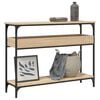 vidaXL sonoma t&ouml;lgyfa konzolasztal polccal 100 x 29 x 75 cm r&eacute;tegelt f&aacute;b&oacute;l