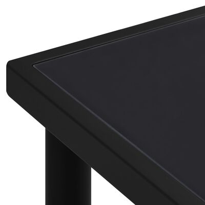 vidaXL fekete acél kerti asztal üveg asztallappal 150 x 90 x 74 cm
