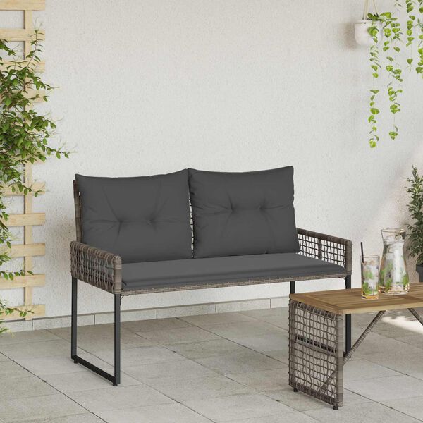 vidaXL Kerti pad p&aacute;rn&aacute;val Sz&uuml;rke 118 x 55 x 82 cm PE rattan &eacute;s sz&ouml;vet