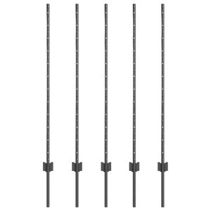 vidaXL Be&aacute;gyazott ker&iacute;t&eacute;soszlop 5 db Sz&uuml;rke 160 cm Porsz&oacute;rt ac&eacute;l