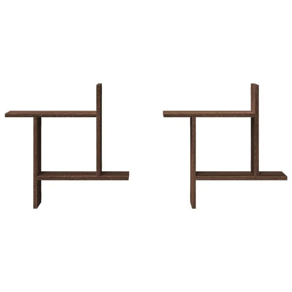 vidaXL 2 db barna tölgyszínű szerelt fa fali polc 50 x 12 x 50 cm