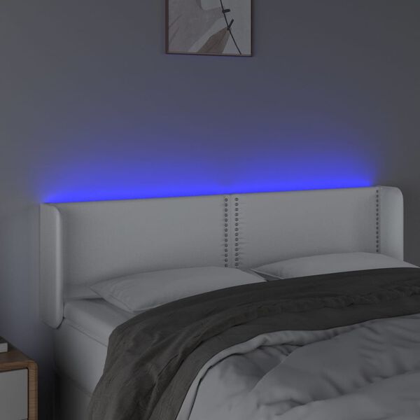 vidaXL feh&eacute;r műbőr LED-es fejt&aacute;mla 147x16x78/88 cm