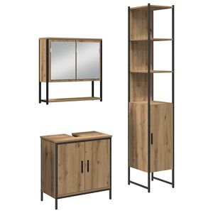 vidaXL F&uuml;rdőszoba b&uacute;tor szett polcokkal t&aacute;rol&oacute;val 3 pcs Barna Faanyag