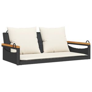 vidaXL fekete polyrattan hintapad p&aacute;rn&aacute;kkal 109 x 62 x 40 cm