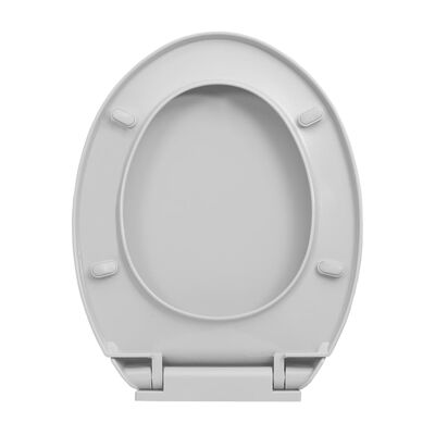 vidaXL világosszürke lassan csukódó fedelű gyorskioldó ovális WC ülőke