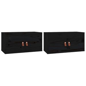 vidaXL 2 darab fekete t&ouml;m&ouml;r fenyőfa faliszekr&eacute;ny 60 x 30 x 30 cm