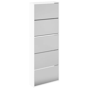 vidaXL 5 szintes magasf&eacute;nyű feh&eacute;r cipőszekr&eacute;ny t&uuml;k&ouml;rrel 63x17x169,5 cm