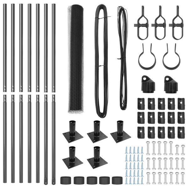 vidaXL Ker&iacute;t&eacute;soszlop Sz&uuml;rke 10 x 0,8 m (13 mm h&aacute;l&oacute;) Ac&eacute;l &eacute;s PVC