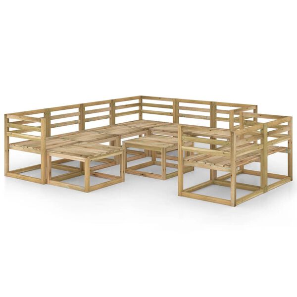 vidaXL 10 r&eacute;szes z&ouml;ld impregn&aacute;lt fenyőfa kerti &uuml;lőgarnit&uacute;ra