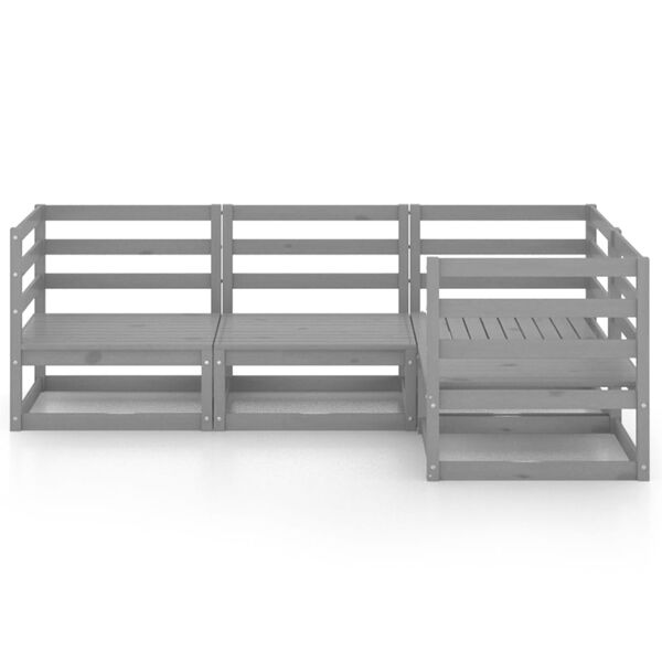 vidaXL 4 részes szürke tömör fenyőfa kerti ülőgarnitúra