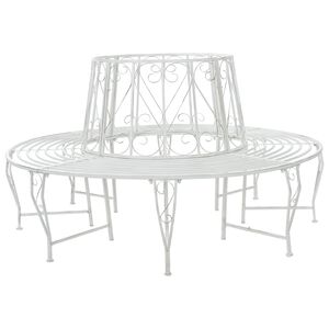 vidaXL Fa pad 8-&Uuml;lőhelyek sz&aacute;ma &Oslash; 160 x 89 cm Ac&eacute;l Antik feh&eacute;r Kerek