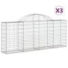 vidaXL 3 db &iacute;ves horganyzott vas gabion kos&aacute;r 200x30x80/100 cm