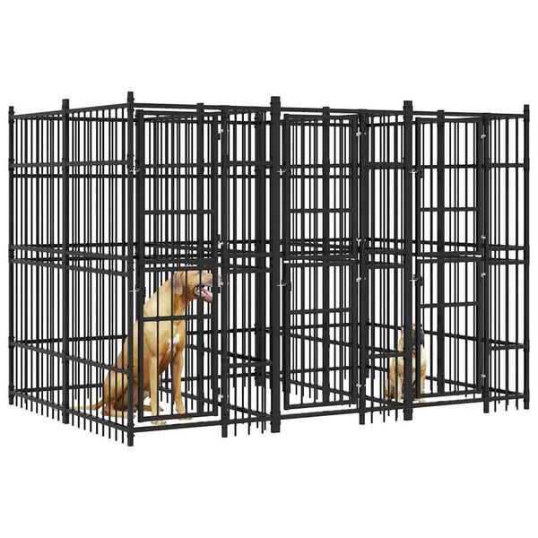 vidaXL ac&eacute;l k&uuml;lt&eacute;ri kutyakennel 5,53 m&sup2;