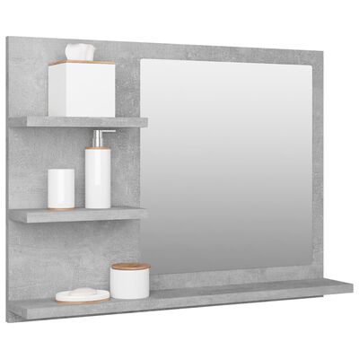 vidaXL betonszürke forgácslap fürdőszobai tükör 60 x 10,5 x 45 cm