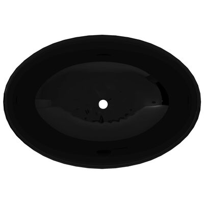 Ovális, fekete kerámia mosdókagyló 40 x 33 cm