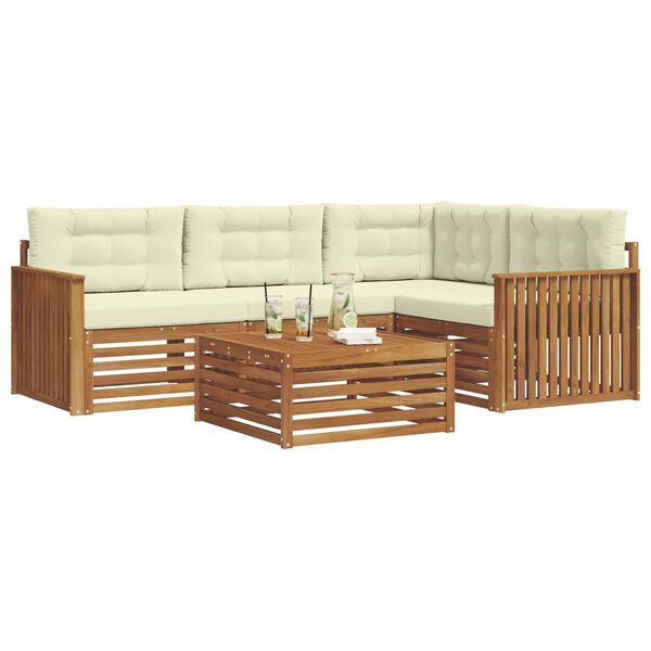 vidaXL K&uuml;lt&eacute;ri kanap&eacute; szett p&aacute;rn&aacute;val 5 pcs Term&eacute;szetes &eacute;s kr&eacute;msz&iacute;nű