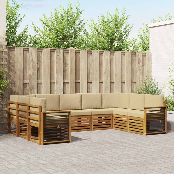 vidaXL &Uuml;lőgarnit&uacute;r&aacute;k p&aacute;rn&aacute;val 9 pcs Term&eacute;szetes &eacute;s b&eacute;zs T&ouml;m&ouml;r Ak&aacute;cfa