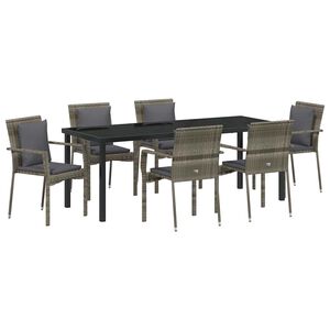 vidaXL Kert &eacute;tkező szett p&aacute;rn&aacute;val 7 pcs Sz&uuml;rke polirattan