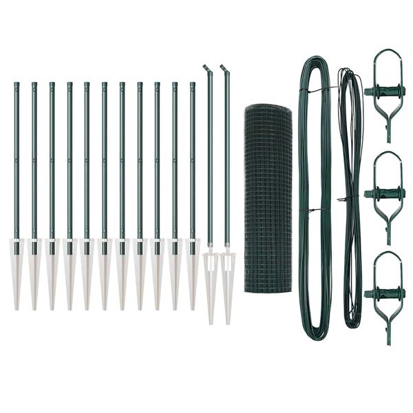 vidaXL Ker&iacute;t&eacute;soszlop Z&ouml;ld 25 x 0,5 m (12 x 12 mm h&aacute;l&oacute;) Ac&eacute;l