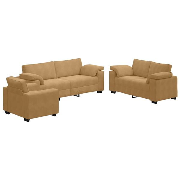 vidaXL 3 r&eacute;szes barna b&aacute;rsony &uuml;lőgarnit&uacute;ra p&aacute;rn&aacute;kkal