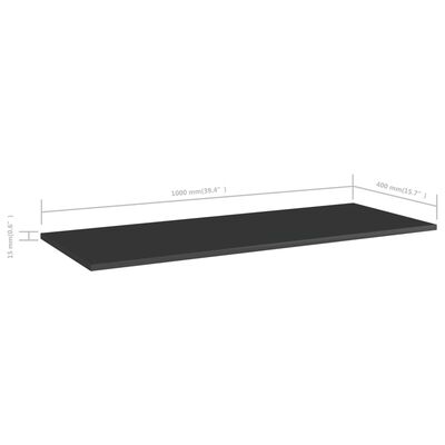 vidaXL 4 db magasfényű fekete forgácslap könyvespolc 100 x 40 x 1,5 cm