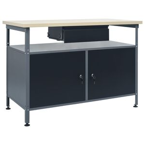 vidaXL fekete ac&eacute;l munkapad 120 x 60 x 85 cm