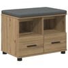 vidaXL Cipőpad P&aacute;rn&aacute;val K&eacute;zműves T&ouml;lgy 60 x 38 x 46 cm Szerelt Fa