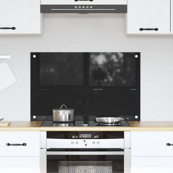 vidaXL Konyhai splashback Fekete 80 x 50 cm edzett üveg