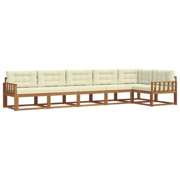 vidaXL K&uuml;lt&eacute;ri kanap&eacute; szett p&aacute;rn&aacute;val 6 pcs Term&eacute;szetes &eacute;s kr&eacute;msz&iacute;nű