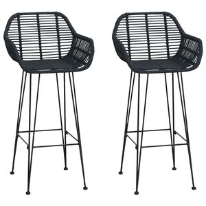 vidaXL B&aacute;rsz&eacute;k 2 pcs Fekete 55 x 52 x 105 cm Rattan &eacute;s Vas