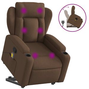 vidaXL barna sz&ouml;vet fel&aacute;ll&aacute;st seg&iacute;tő d&ouml;nthető massz&aacute;zsfotel