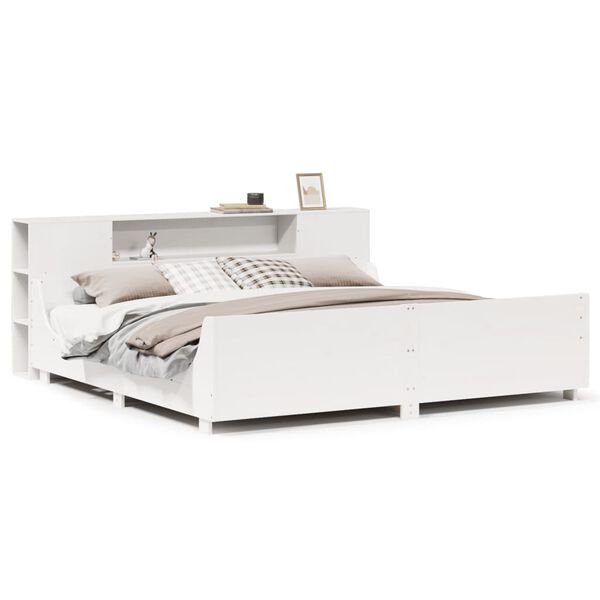 vidaXL feh&eacute;r t&ouml;m&ouml;r fenyőfa &aacute;gy matrac n&eacute;lk&uuml;l 200 x 200 cm