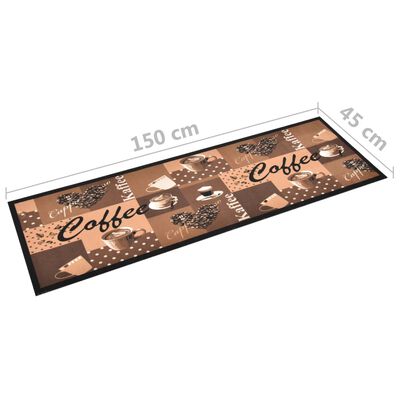 vidaXL barna kávémintás mosható konyhai szőnyeg 45 x 150 cm