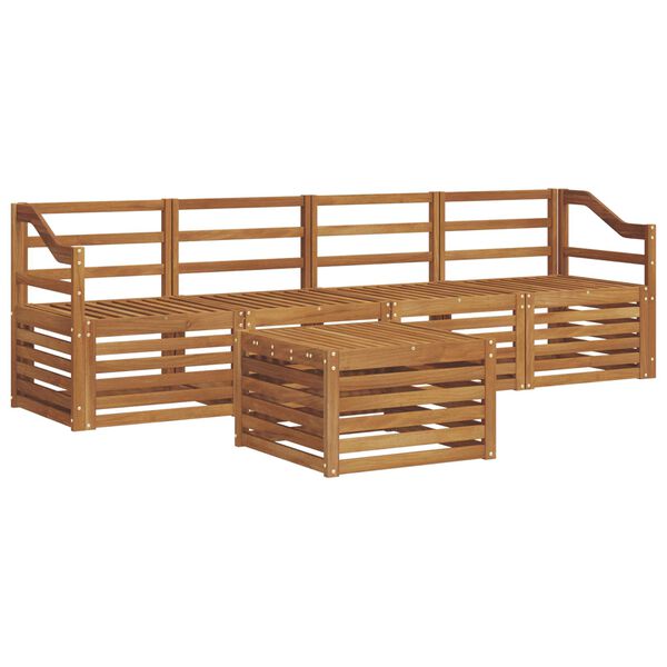 vidaXL &Uuml;lőgarnit&uacute;r&aacute;k 5 pcs Term&eacute;szetes T&ouml;m&ouml;r Ak&aacute;cfa