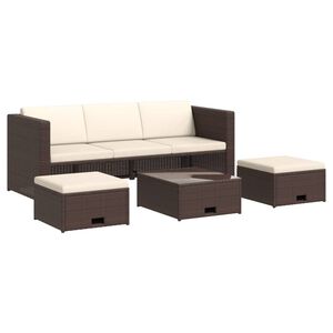 vidaXL 4-r&eacute;szes barna polyrattan kerti b&uacute;torszett p&aacute;rn&aacute;kkal