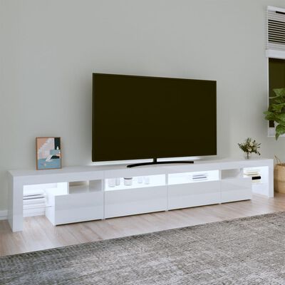 vidaXL magasfényű fehér TV-szekrény LED lámpákkal 260x36,5x40 cm