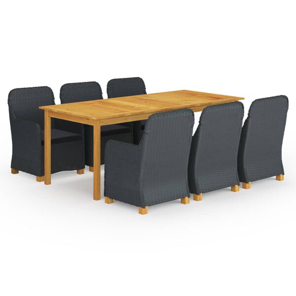 vidaXL 7 részes sötétszürke kerti étkezőgarnitúra