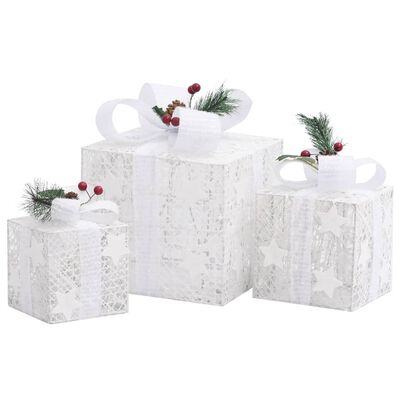 vidaXL 3 darab fehér kül- és beltéri dekoratív karácsonyi ajándékdoboz