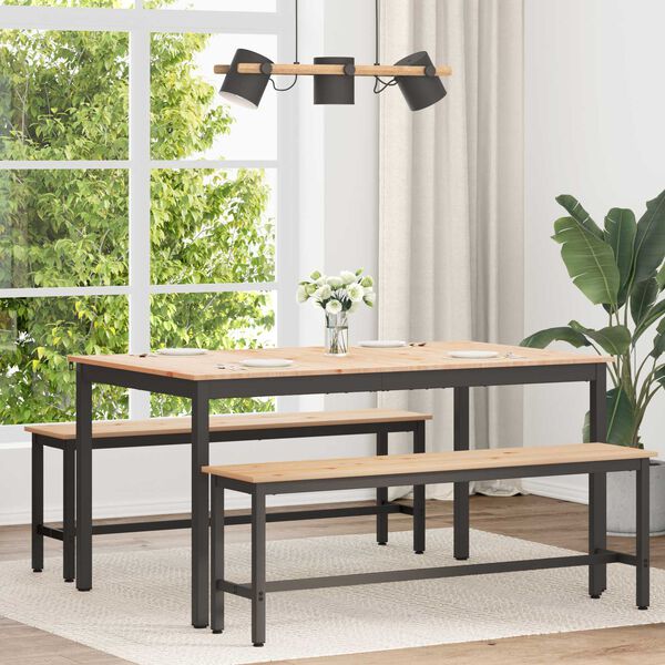 vidaXL &Eacute;tkezőasztal Term&eacute;szetes 150 x 90 x 75 cm T&ouml;m&ouml;r fenyőfa