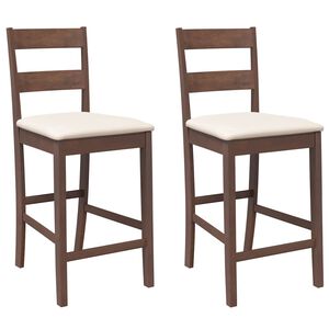 vidaXL 2 db barna tömörfa gumiból bárszékek párnákkal