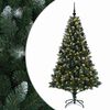 vidaXL Műfenyő g&ouml;mb&ouml;kkel 180 cm 300 LED Meleg feh&eacute;r PVC &eacute;s f&eacute;m Z&ouml;ld