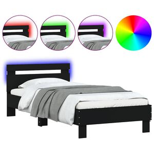 vidaXL fekete &aacute;gykeret fejt&aacute;ml&aacute;val &eacute;s LED-vil&aacute;g&iacute;t&aacute;ssal 75 x 190 cm