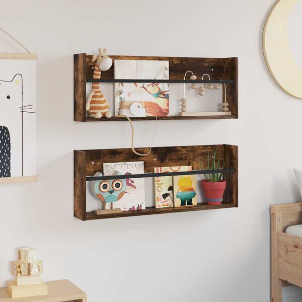 vidaXL Magazin &aacute;llv&aacute;ny 2 pcs F&uuml;st&ouml;lt t&ouml;lgy 80 x 12 x 30 cm Faanyag