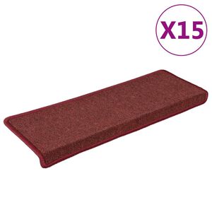 vidaXL 15 db l&eacute;pcsőszőnyeg 65 x 21 x 4 cm bord&oacute; t&eacute;glalap alak&uacute; sz&eacute;llel